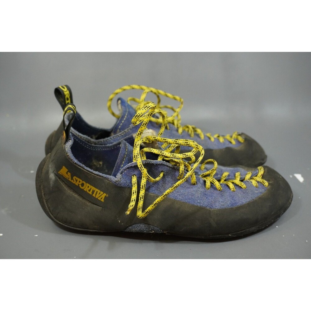 Vintage La Sportiva Cliff Climbing Shoes Blue Suede Leather EU 42 US Men 9 Rare